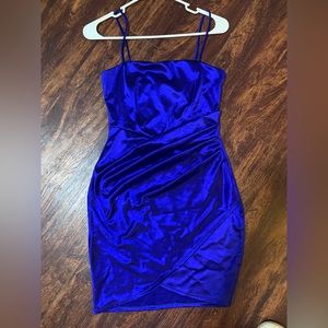 Bright blue mini homecoming dress